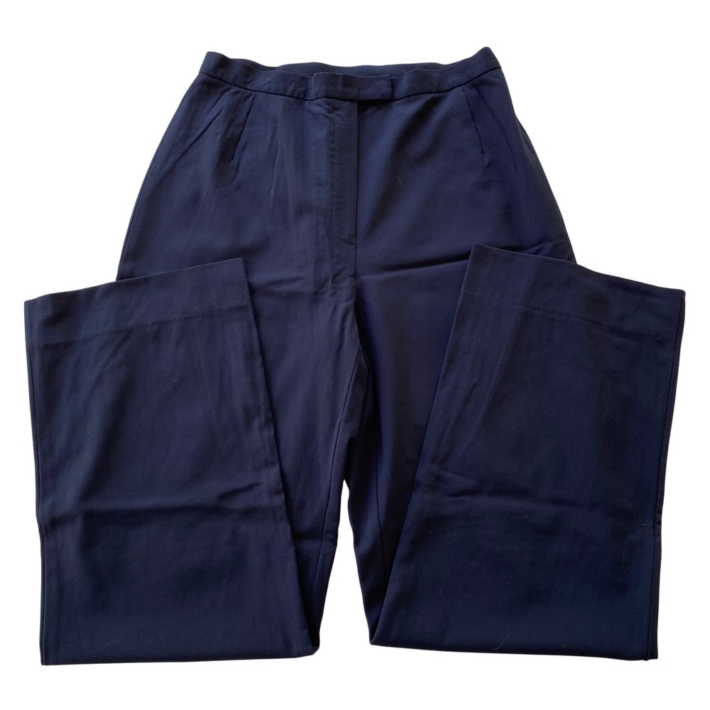 Lafayette 148 New York Trousers Womens 6 Navy Wool Blend High Rise Dress Pants